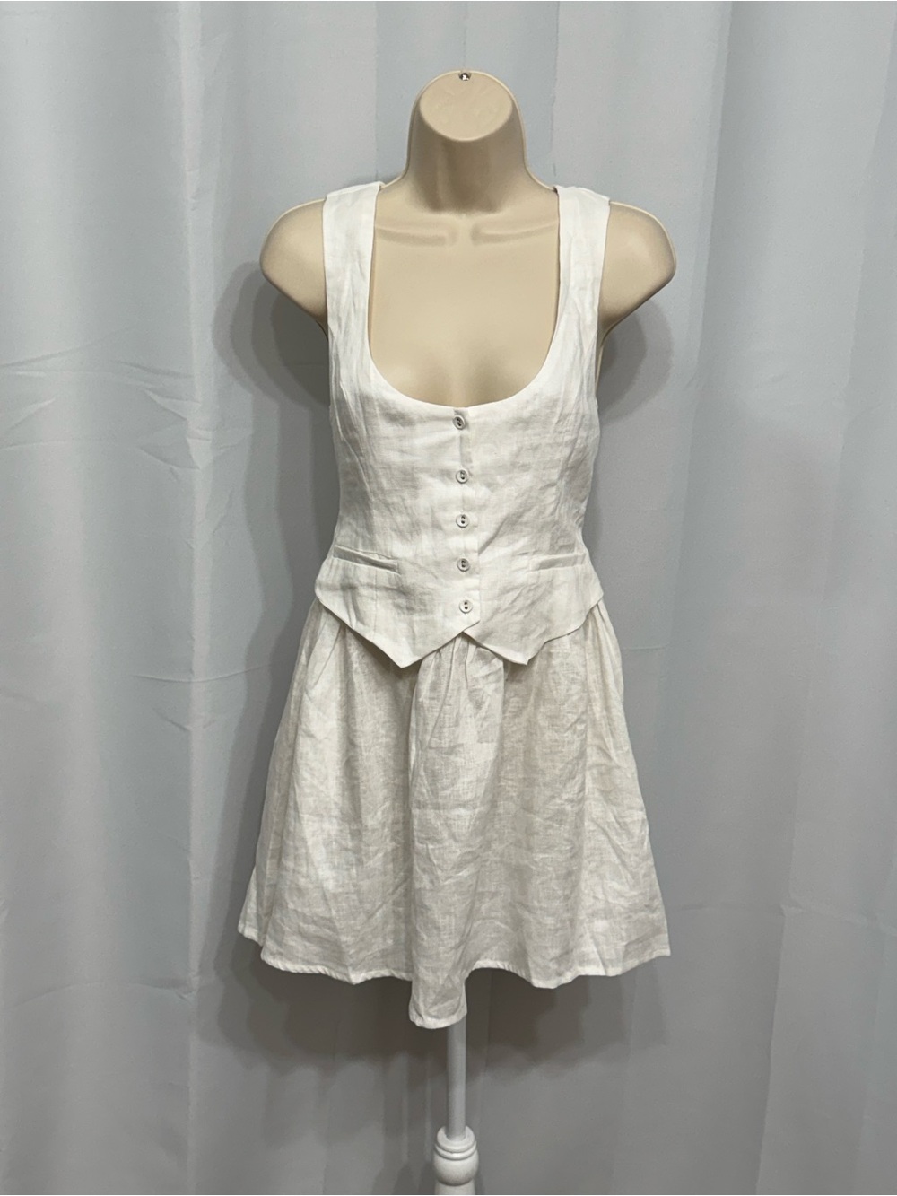 VRG GRL Womens Ivory White Scoop Neck Sleeveless Fit & Flare Summer Mini Dress 8